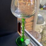 Set of 6 white wine glasses of Alsace crystal blown and cut XXth