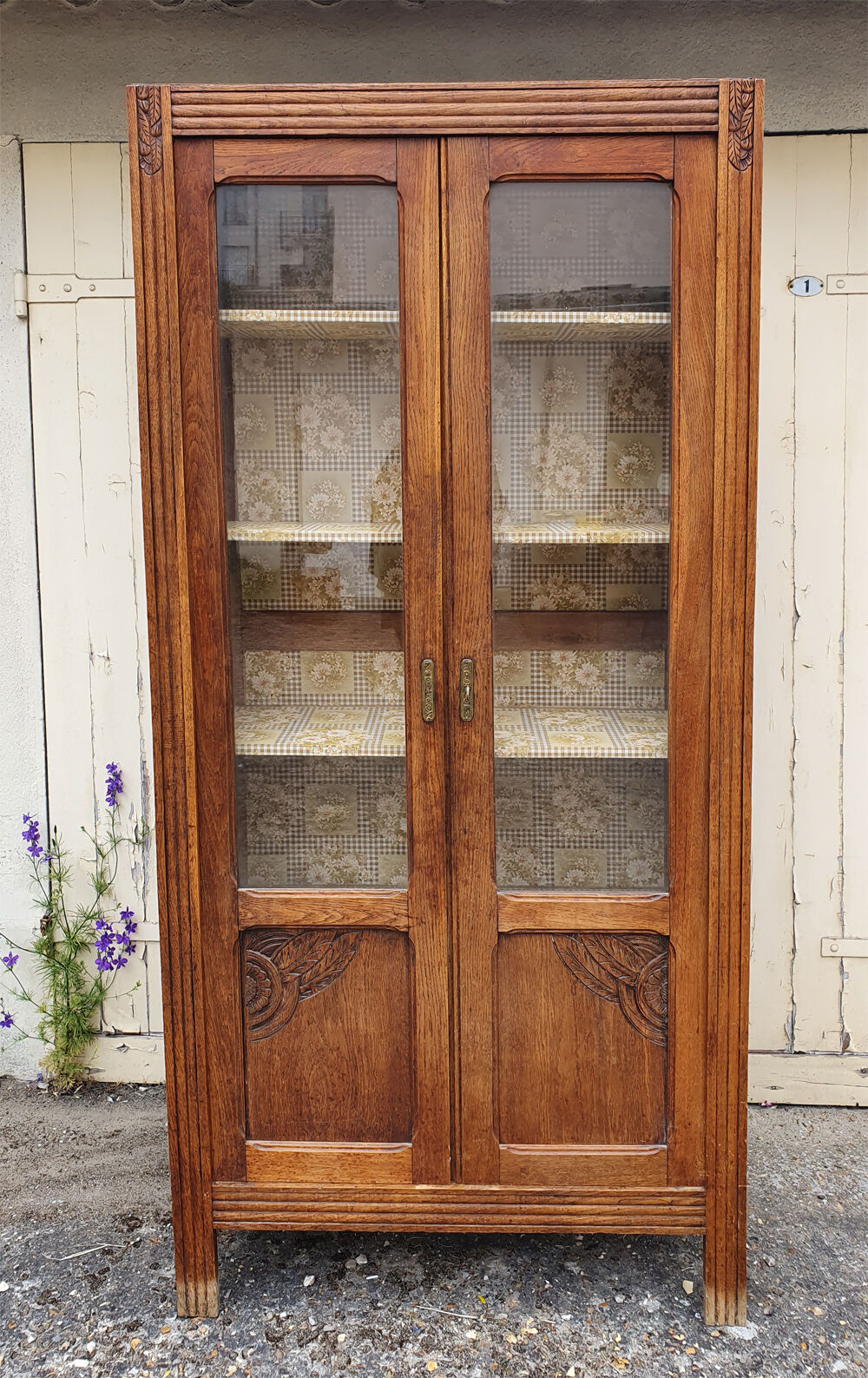 Glass door cabinet, kitchen cabinet, kitchen, library, vintage, 1940s