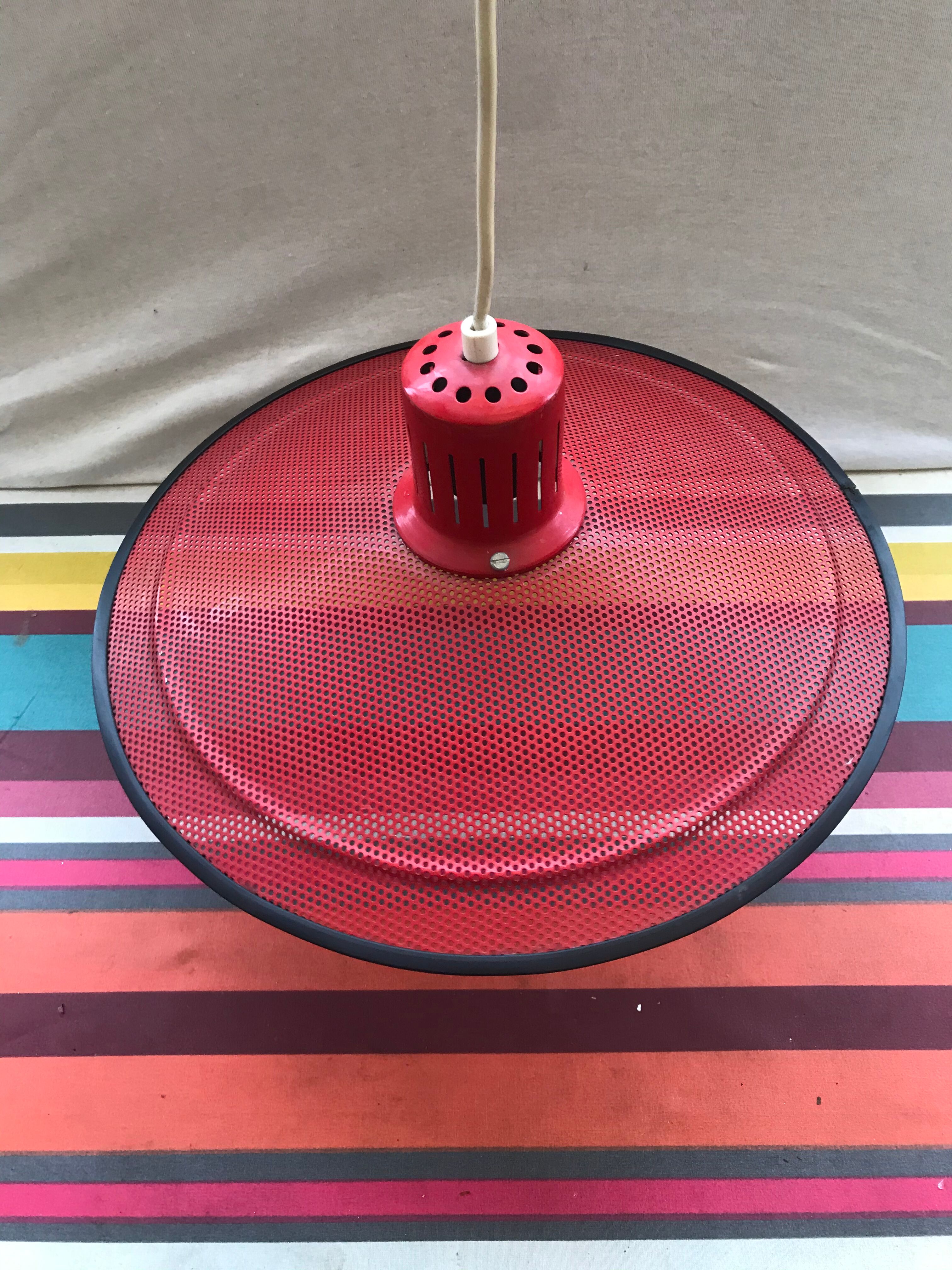 Old design metal perforated suspension in red