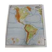 Large school wall map cardboard geography, America and the Americain continent Numero 18 Recto-Verso, physical map by VIDAL and LABLACHE vintage 1960/70