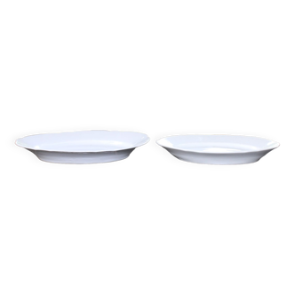 Lot de deux plats ovales en faïence