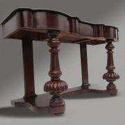 Mahogany and green leather console, 1860-70