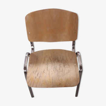 Chaise coque en bois armature acier
