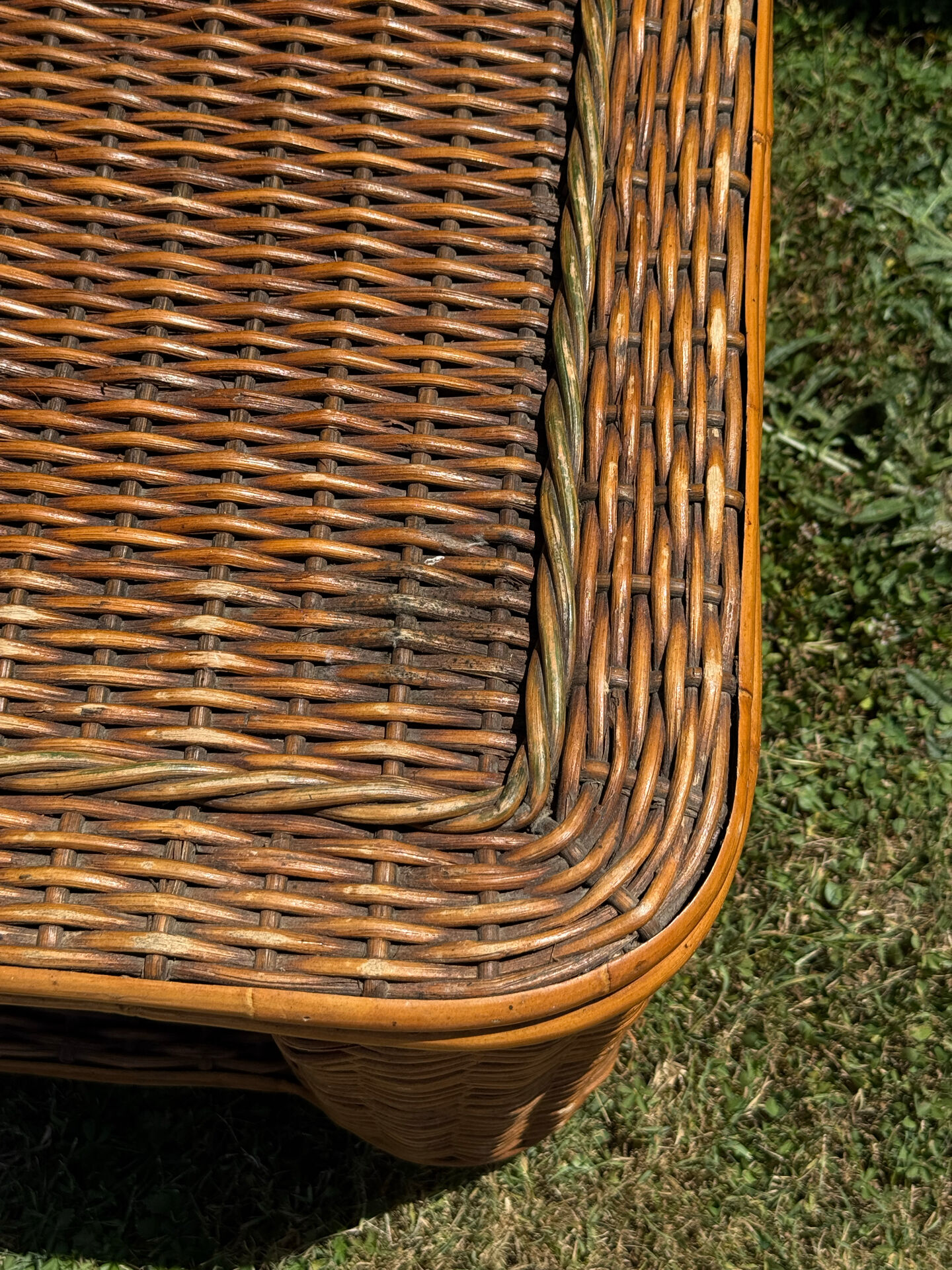 Woven rattan coffee table - 1970s