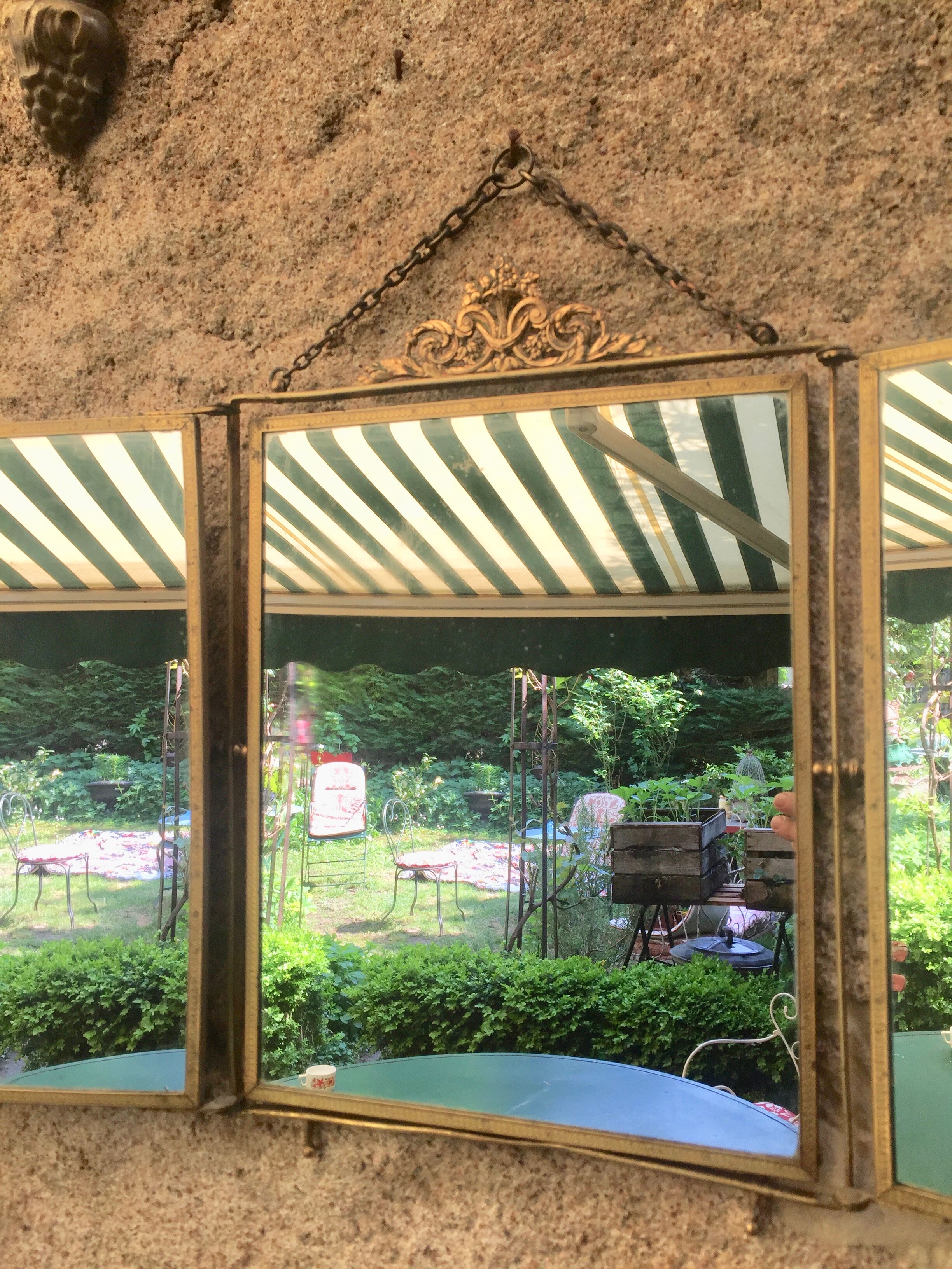 Triptych mirror with pediment around 1900 - 30,5 x 24,5 cm