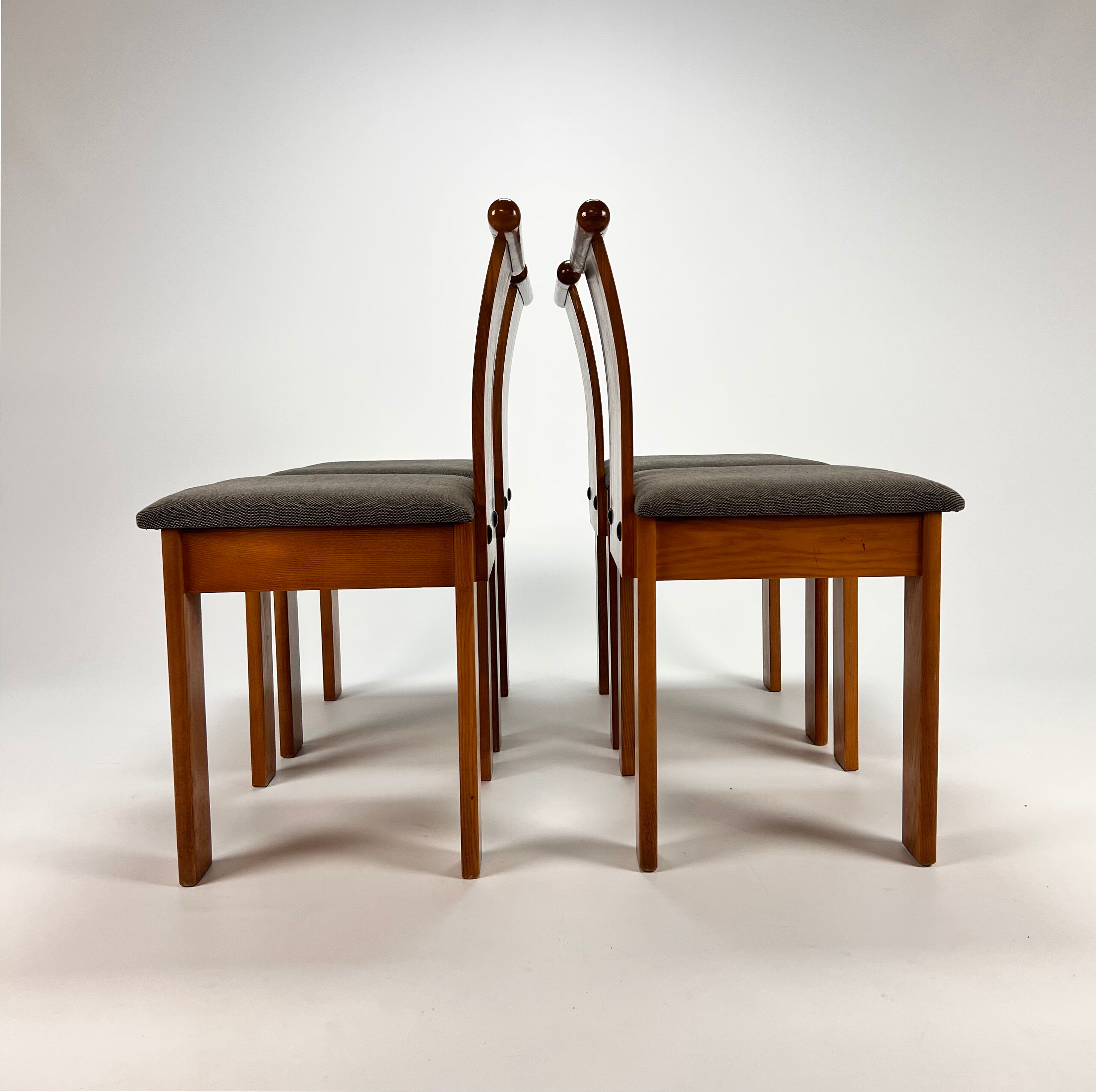 Set of 4 Italian Design Birchwood Dining Chairs, 1970s