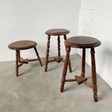 Trio of old tripod stools