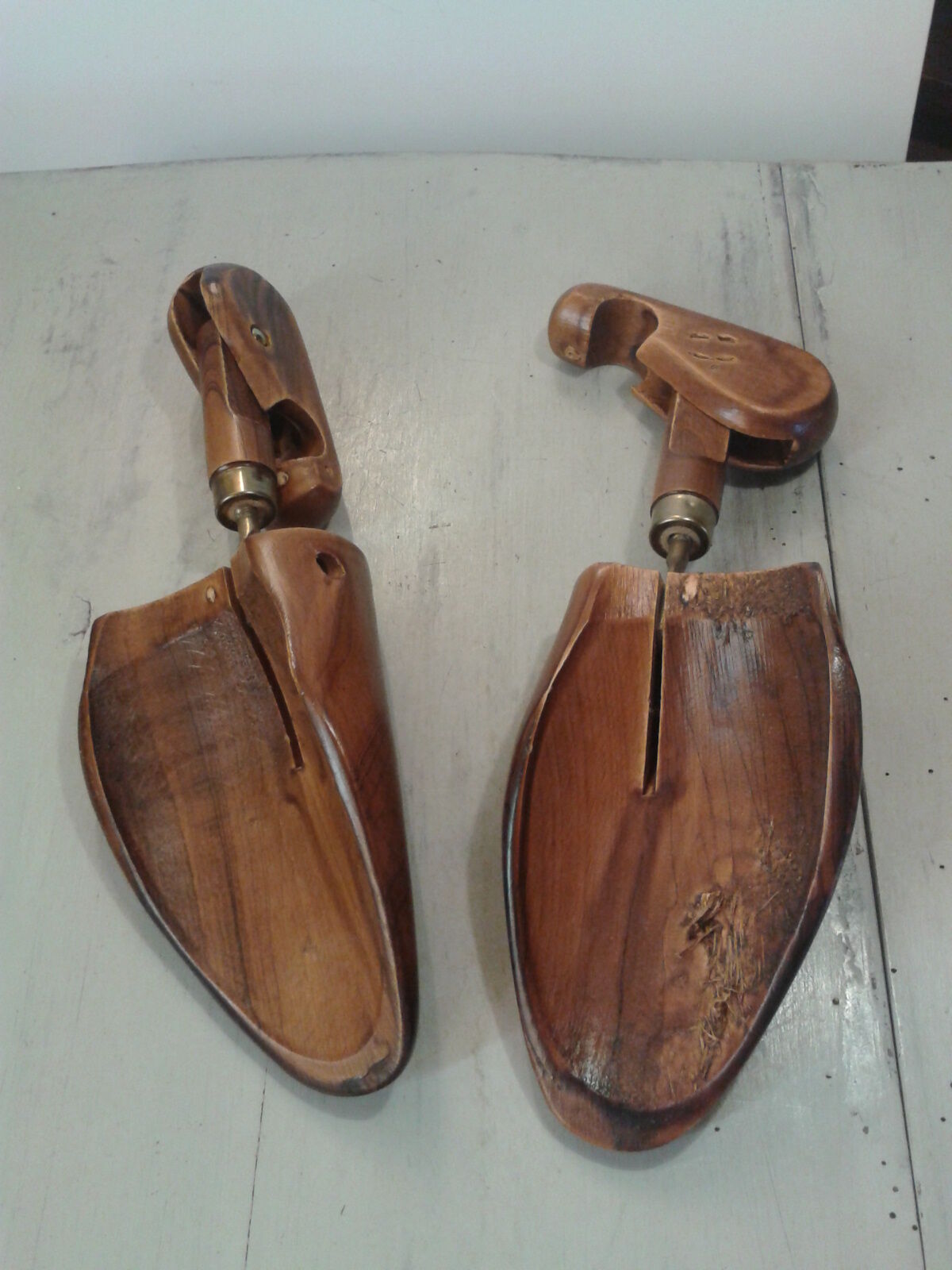 Pair wood and brass shoe