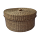 Panier rond avec couvercle en paille tressée