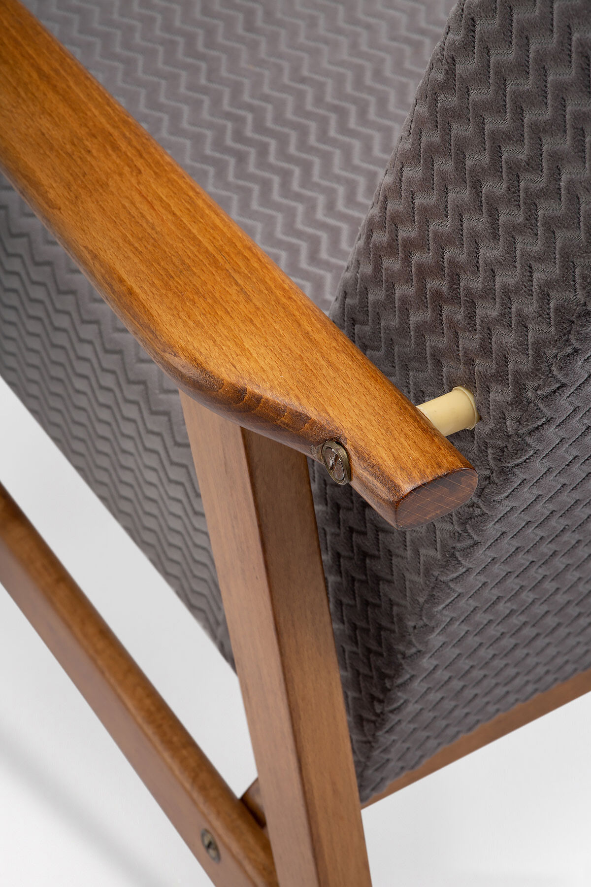 Śnieżka armchair from the 1970s./ gray patterned velor