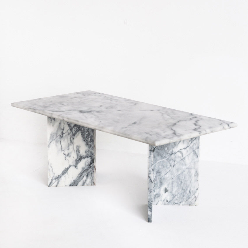 Vintage white marble coffee table - France, 1970s