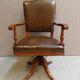 Chaise de bureau vintage en merisier et cuir