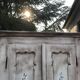 Grey double wardrobe in hand-painted pine — romantic floral pattern, 1920s era.