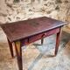 Antique French pine writing table, hand-painted folk art with drawer, signed 1916