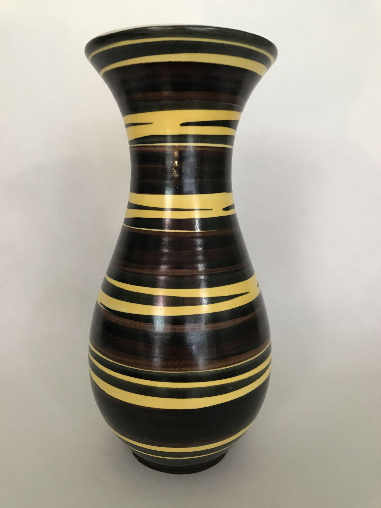 Demon vase Saint Clement, multicolored zebra decoration, numbered. Around 1950-1960