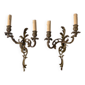 Pair of bronze wall sconces in Louis XV style
