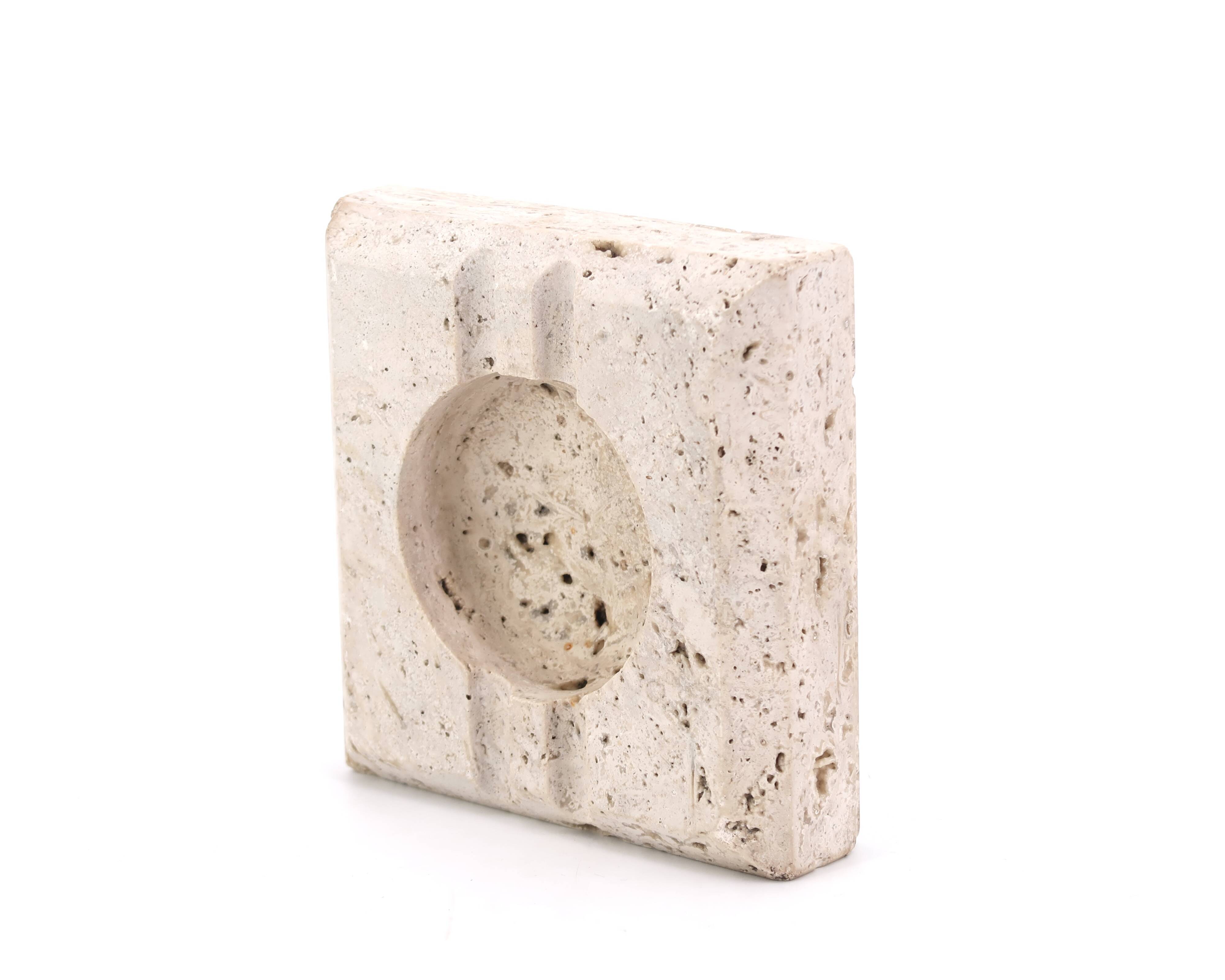 Square travertine ashtray, 1970s