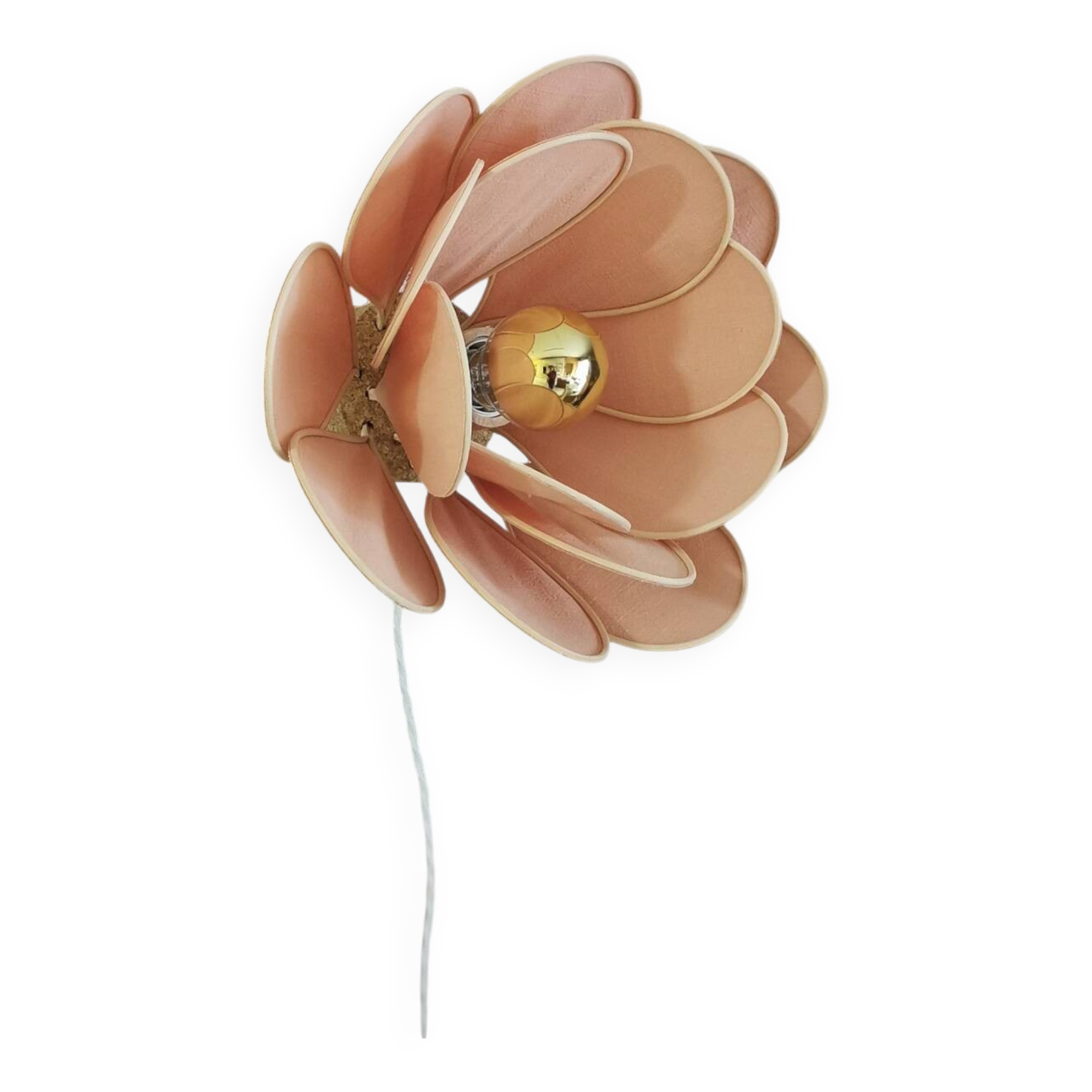 Wall lamp flower with petal design in rattan and linen