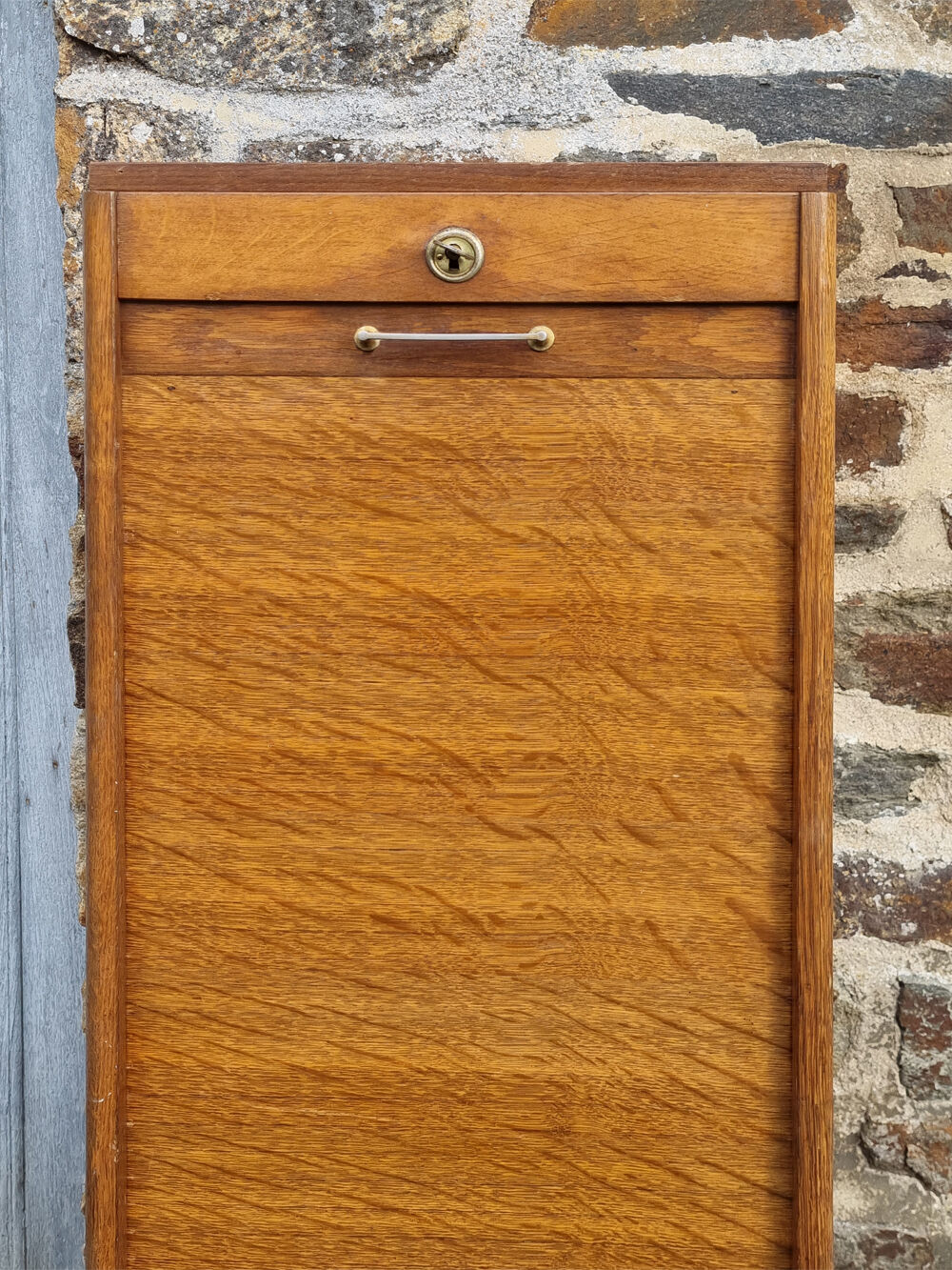 Cabinet storage cabinet with curtains, wooden, vintage.