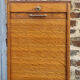 Cabinet storage cabinet with curtains, wooden, vintage.