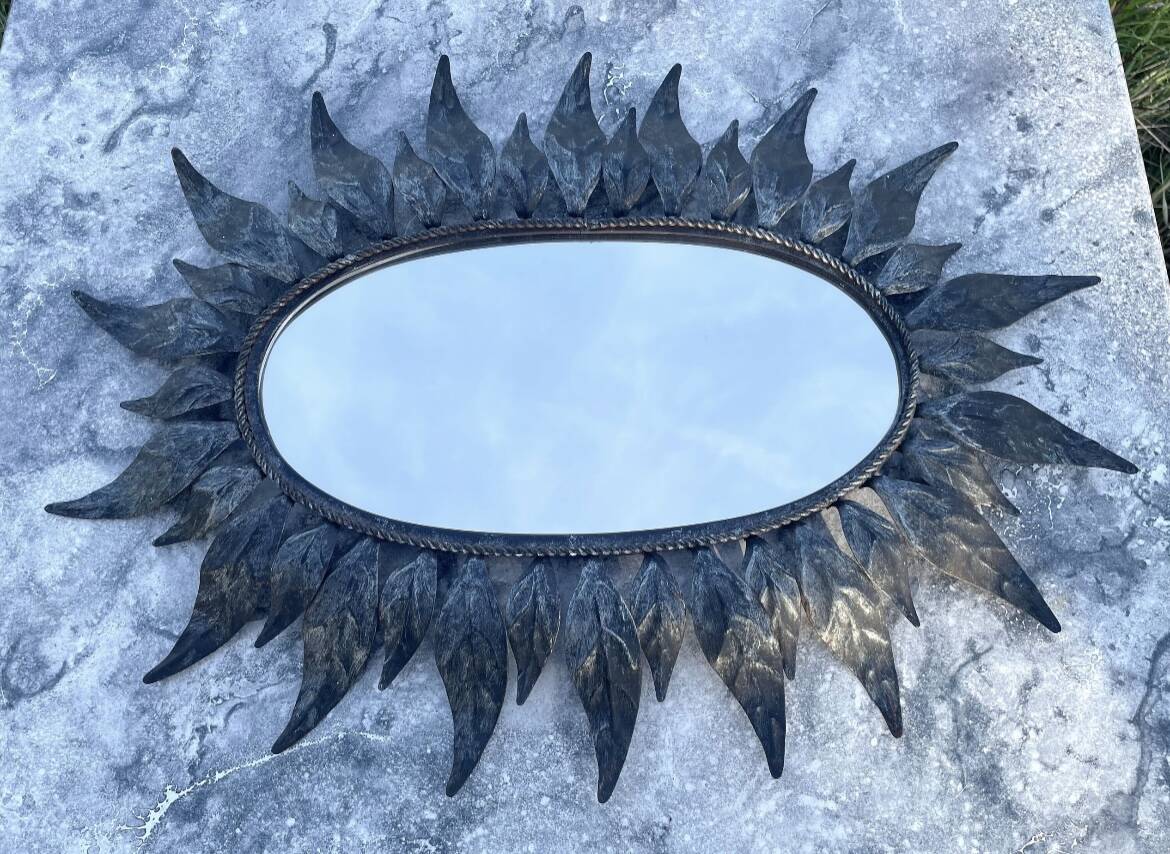 Oval leafy mirror - 1960 - sun mirror style