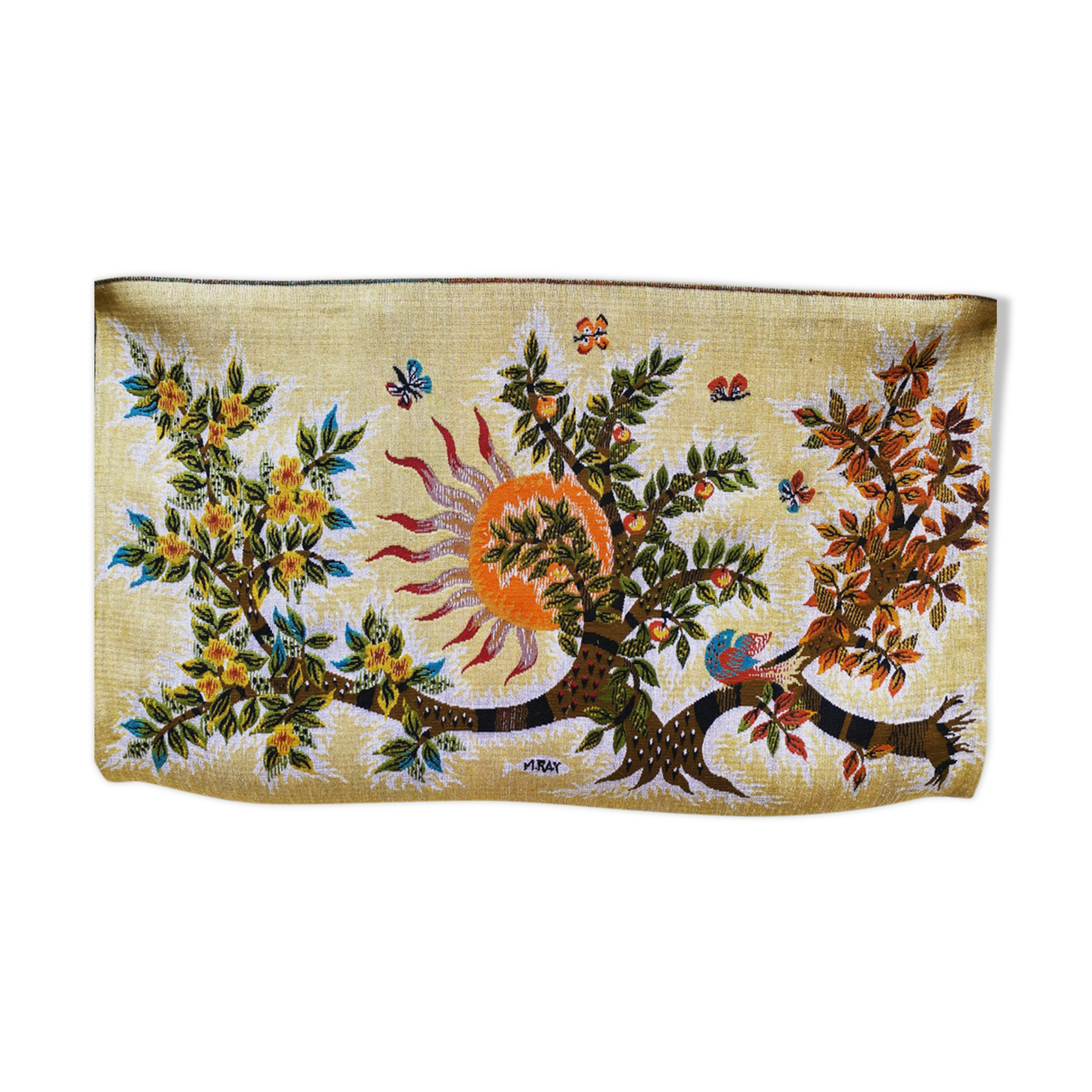 Aubusson Artisanal Tapestry signed M.Ray atelier Robert Four 1970