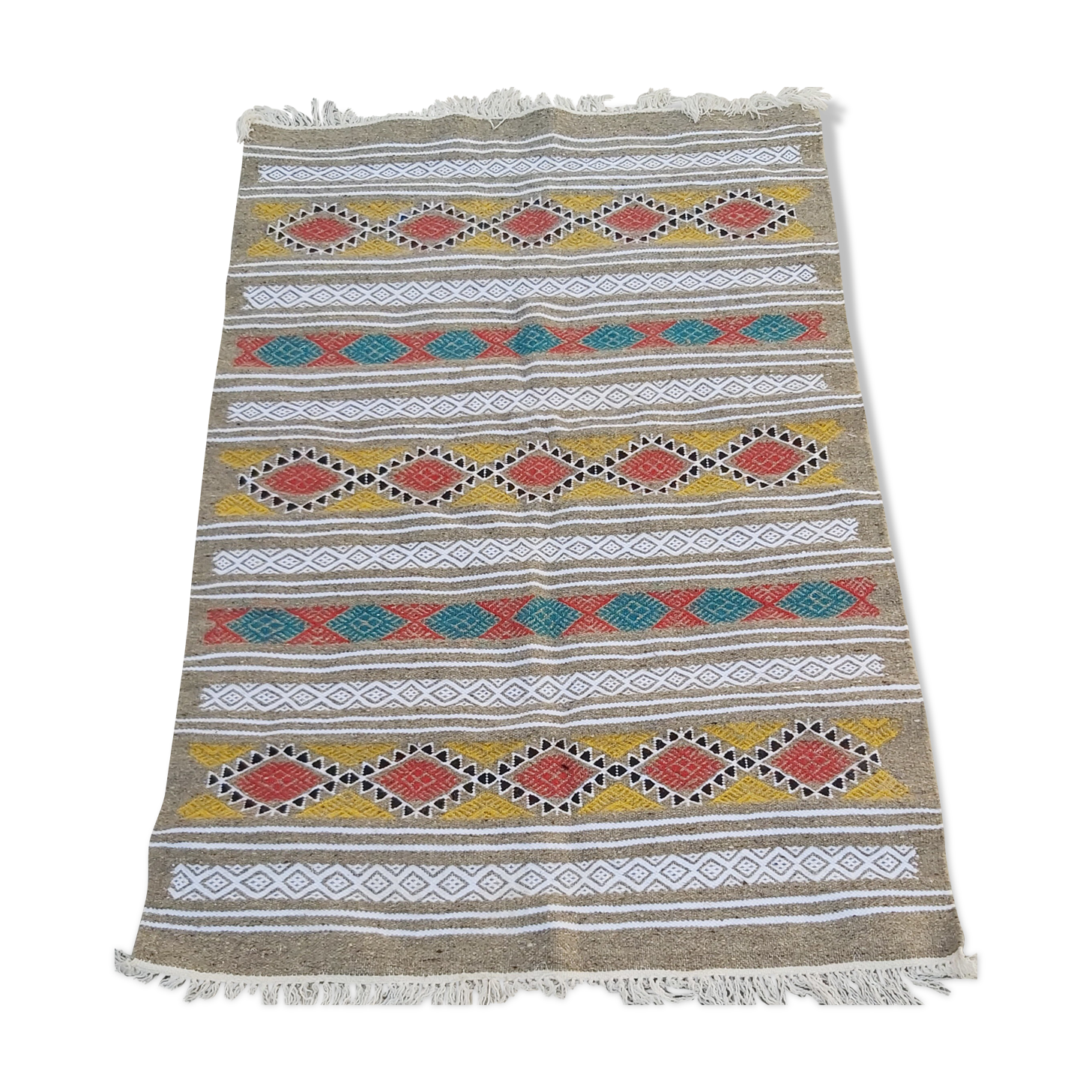 Multicolor grey kilim carpet 100x142cm