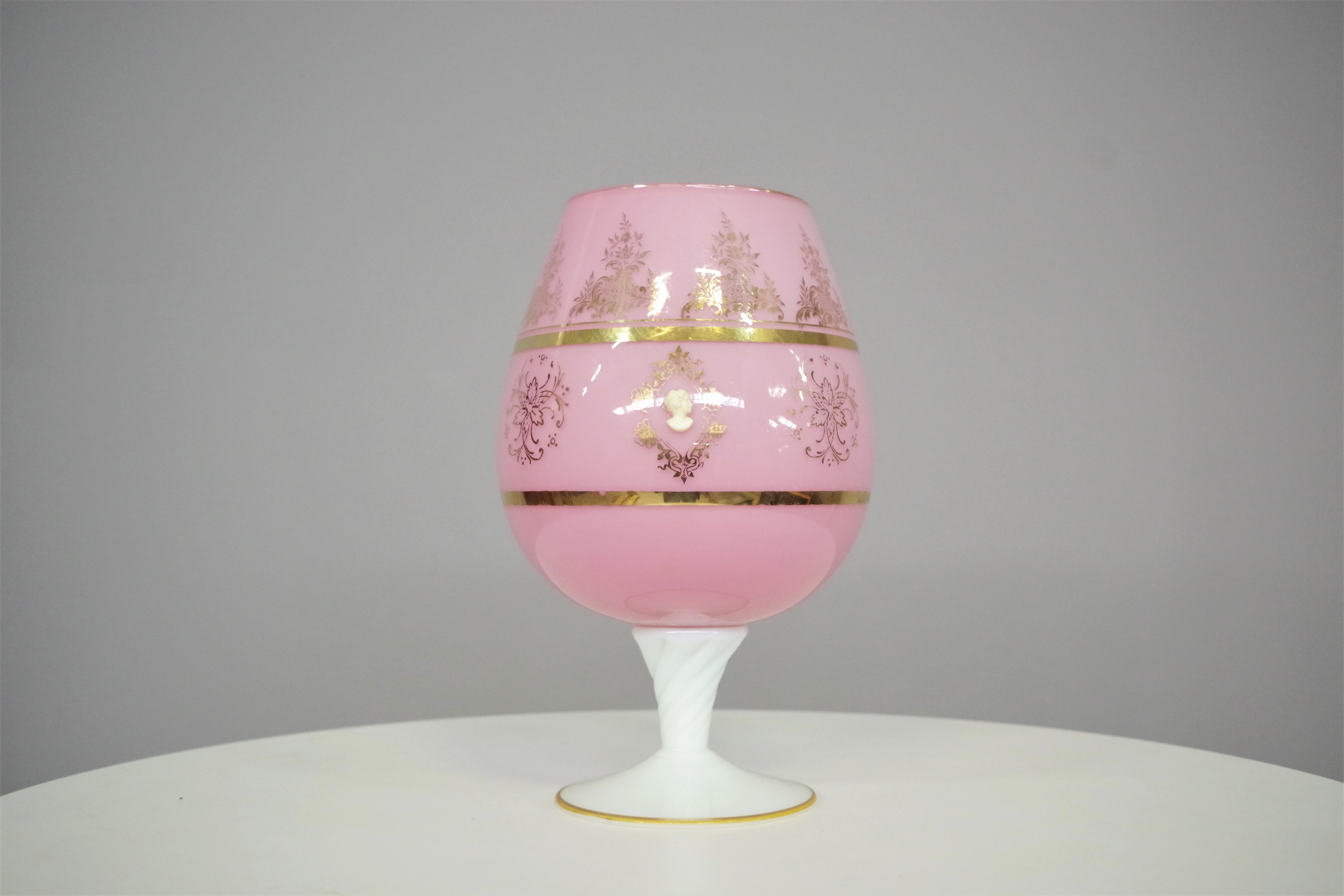 Hand-decorated glass French vase