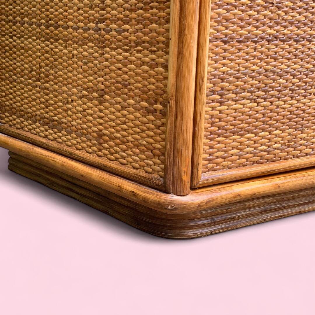 Oak rattan and woven wicker furniture 1980