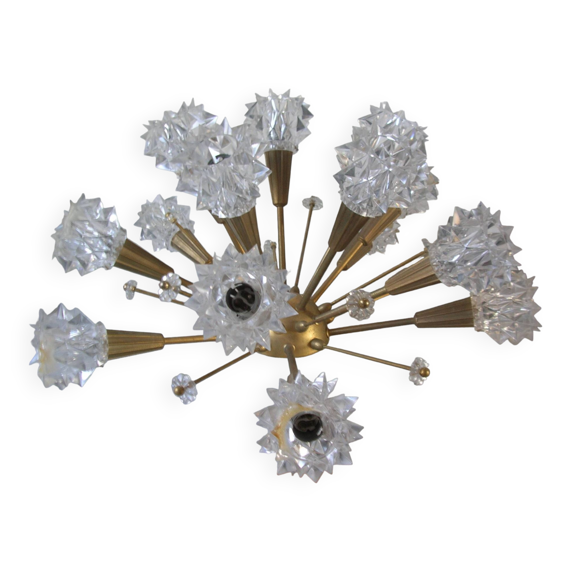 Old "sputnik" chandelier 15 lights plastic/resin diamond tip 60's design lighting