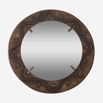 Decorative mirror in wood and gold metal