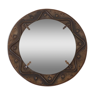 Decorative mirror in wood and gold metal