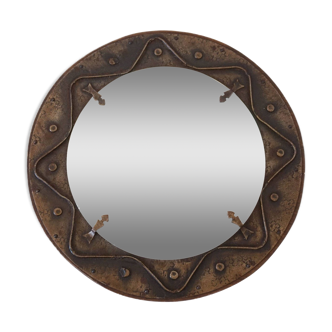 Miroir décoratif bois et métal doré