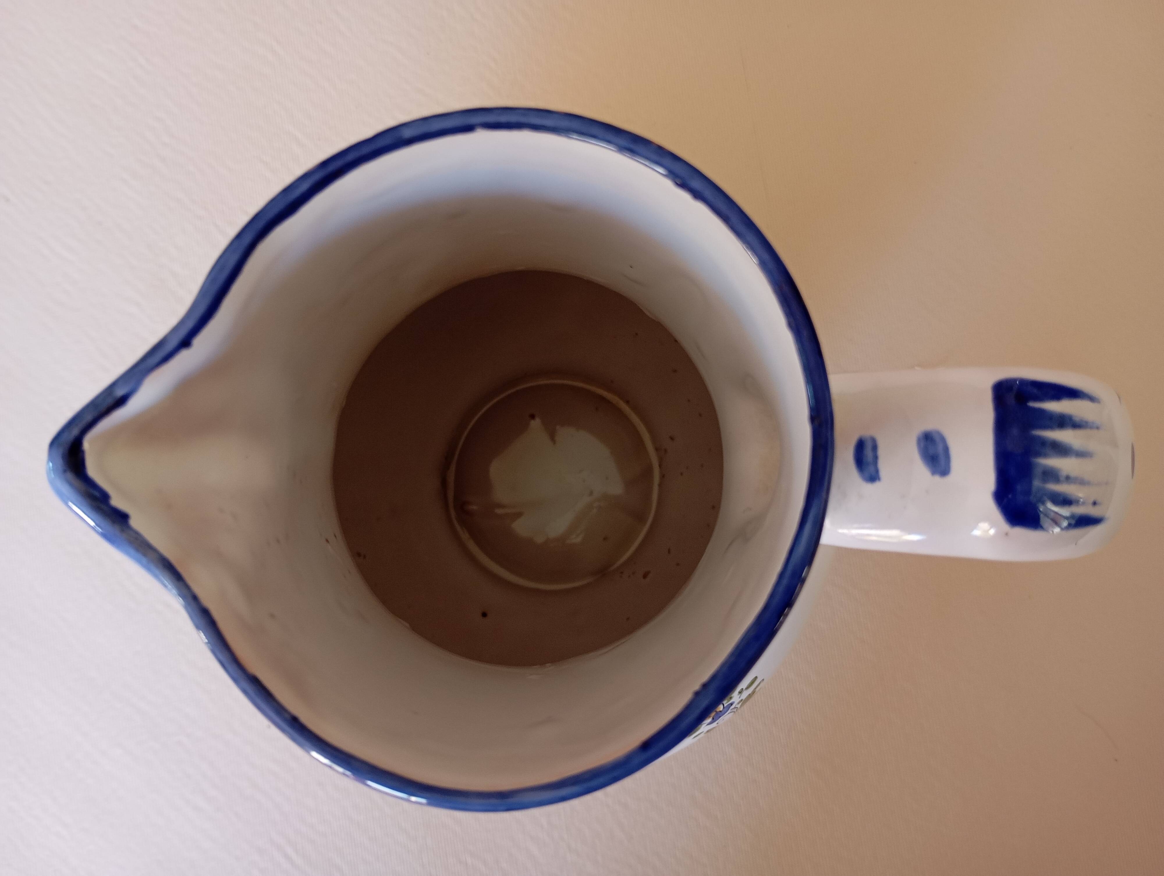 Angoulême earthenware pitcher "Le Renoleau" Moustiers decor