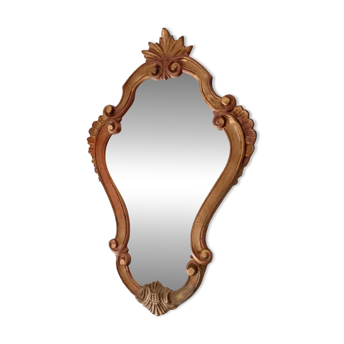 Italian baroque mirror in gilded resin from the 60s