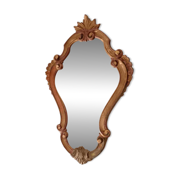Miroir Italien baroque en résine doré années 60