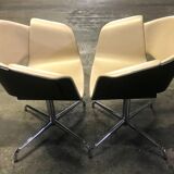 Pair of beige leather armchairs
