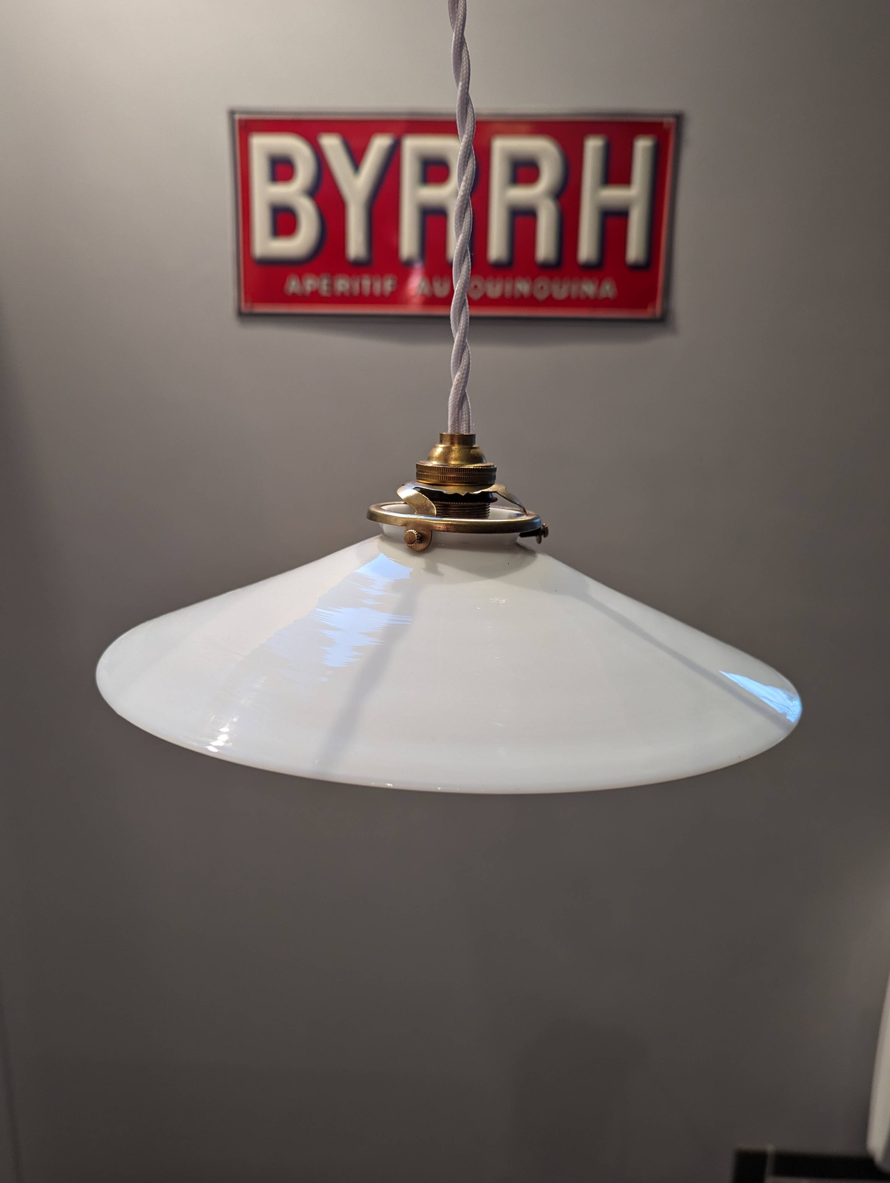 White opaline pendant light, 1930