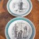Service ceramic dessert plate St Amand x 11, cheese plate, talking plate theme sport