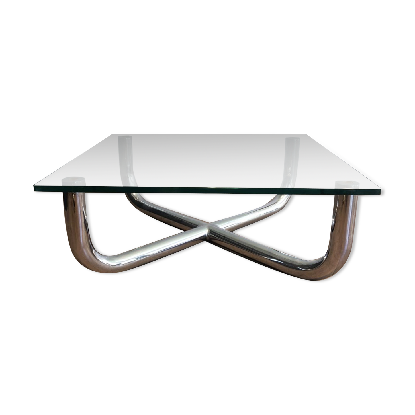 Chrome coffee table with a glass top