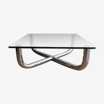 Chromed coffee table with glass top