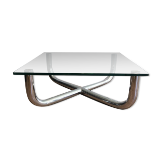 Chromed coffee table with glass top