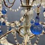 Vintage Italian Macaroni Murano  Blue Chandelier