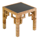 Greek Key Patterned Rattan Side Table with Black Laquered Top