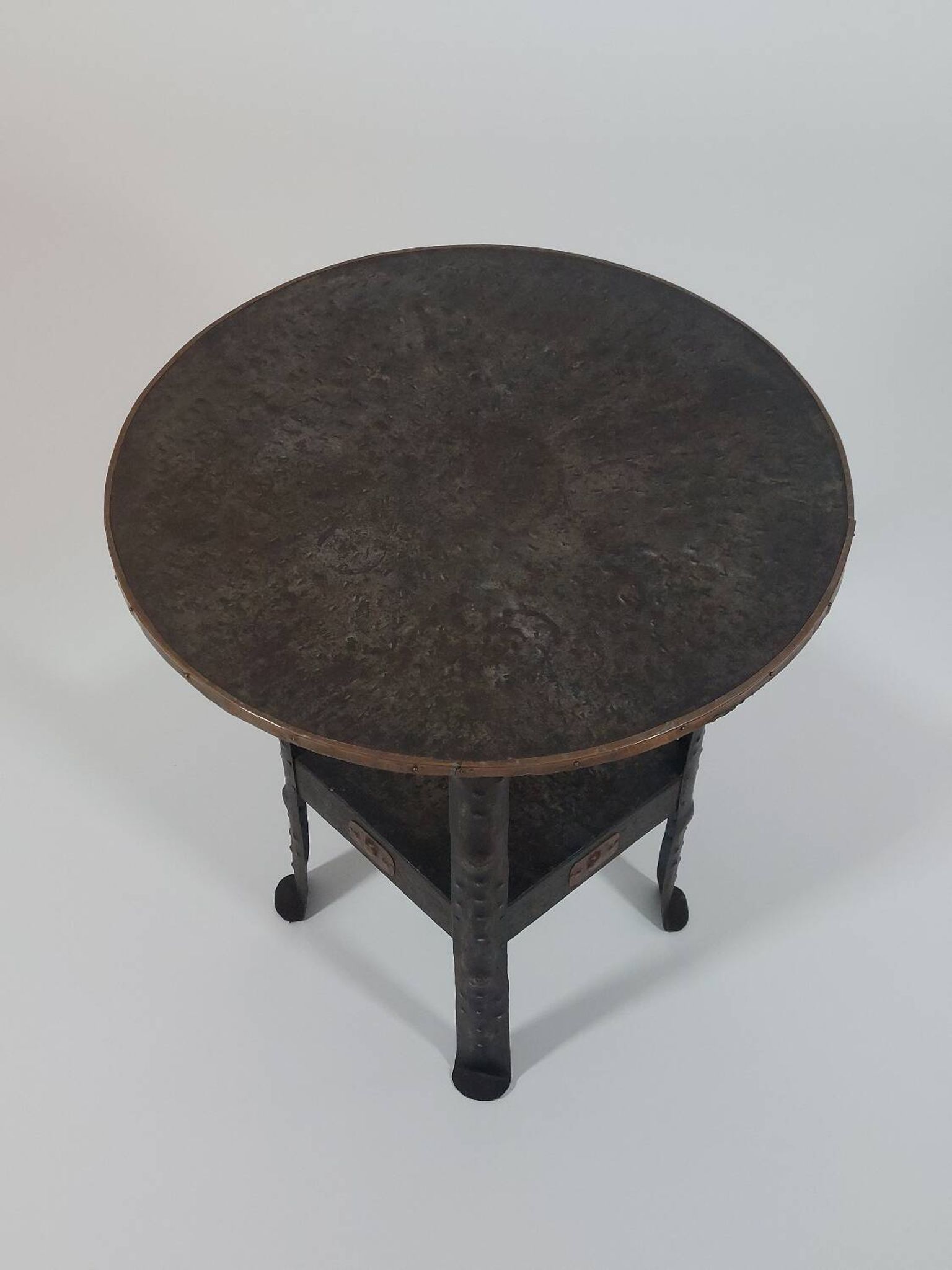 Antique Viennese side table handcrafted in wrought iron.