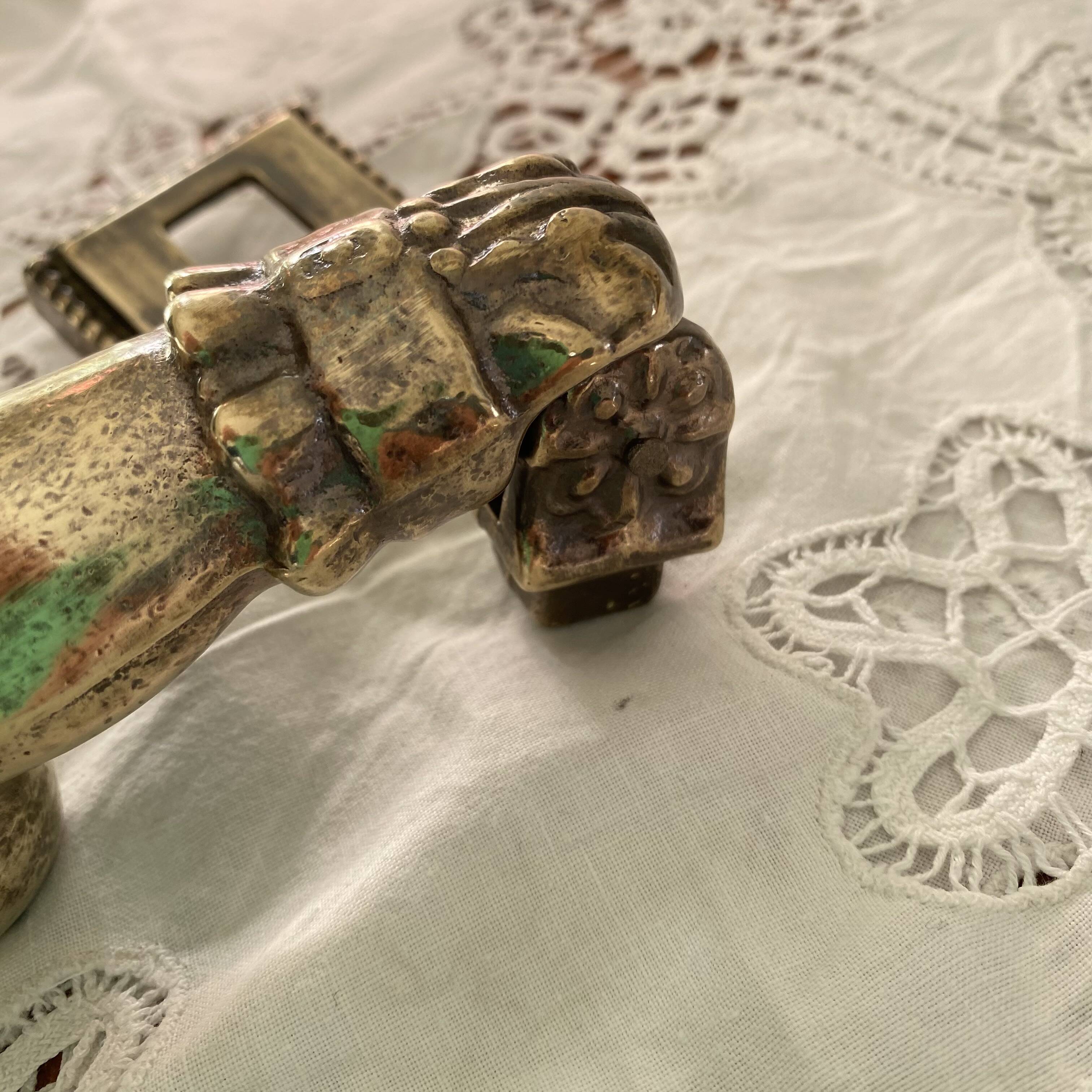 Antique Bronze Door Knocker Hand Ring Hammer Vintage