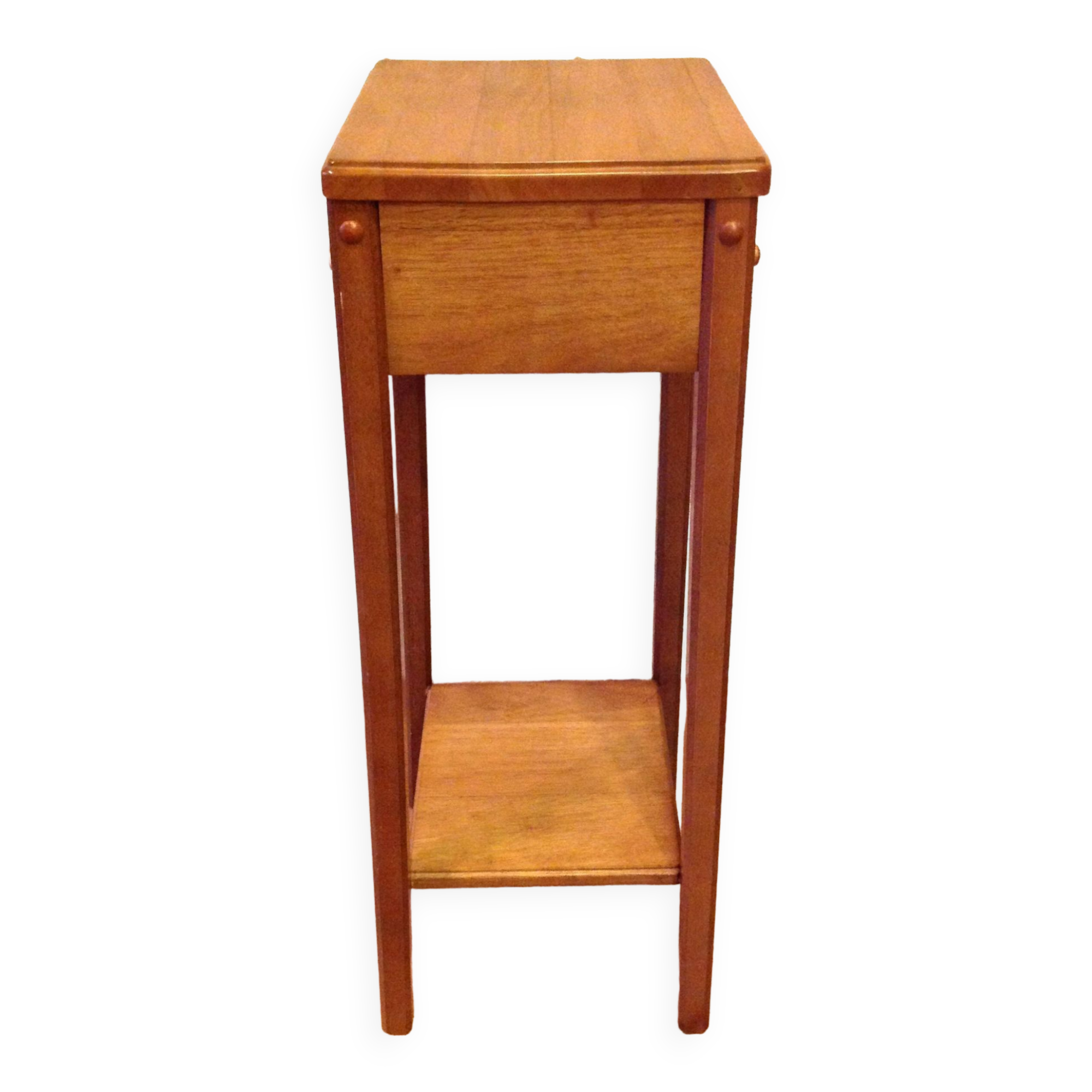 Square plant holder in light wood / 70s-80s