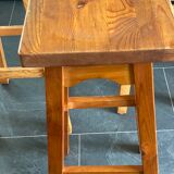 Trio of vintage pine wood bar stools