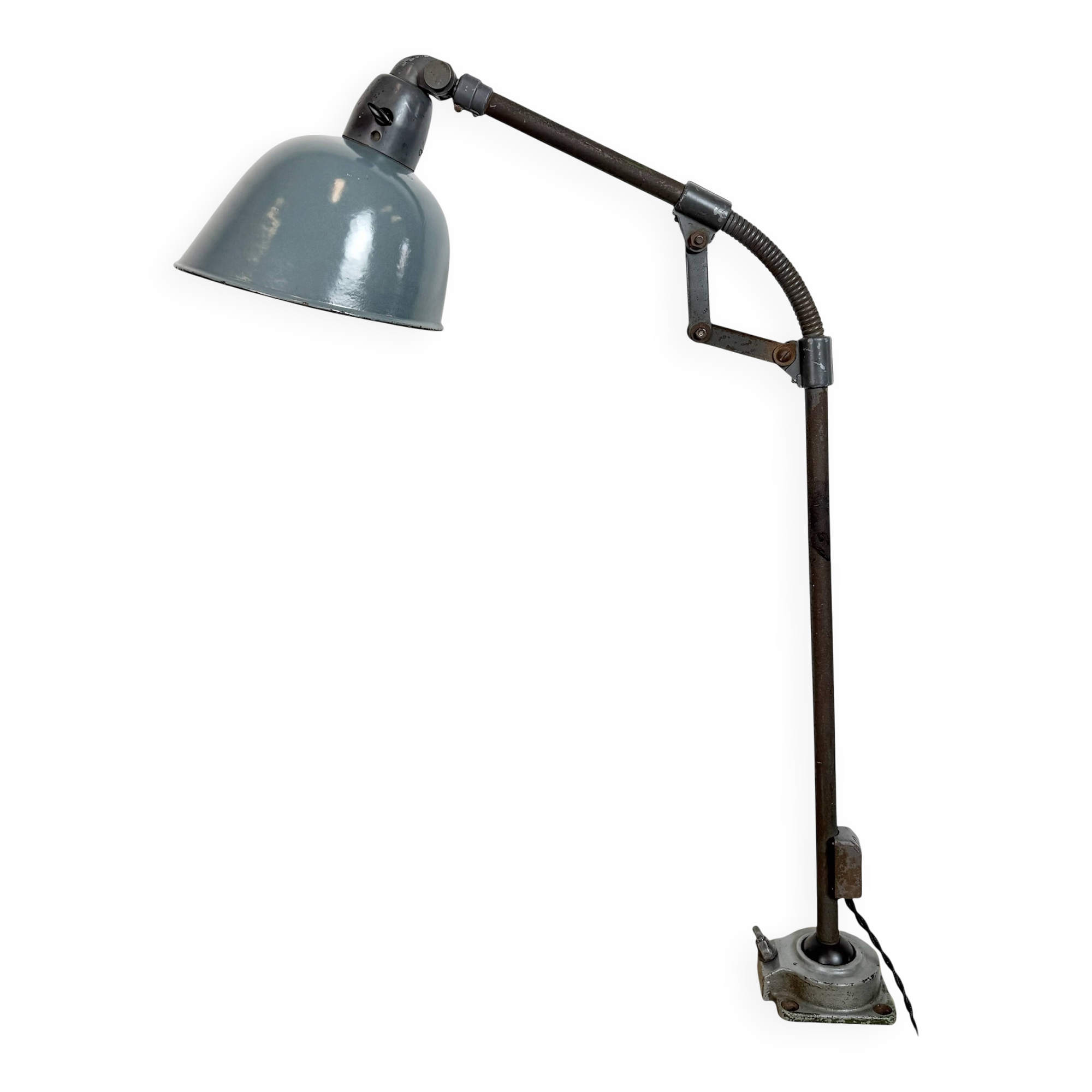 Industrial Grey Enamel Workshop Table Lamp from Siemens, 1950s