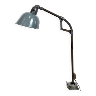 Industrial Grey Enamel Workshop Table Lamp from Siemens, 1950s
